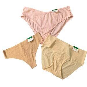 NEW JENNI ALFANI MACY’S Pink Beige Core Panty Ribbed Hipster Size L Lot Of 3